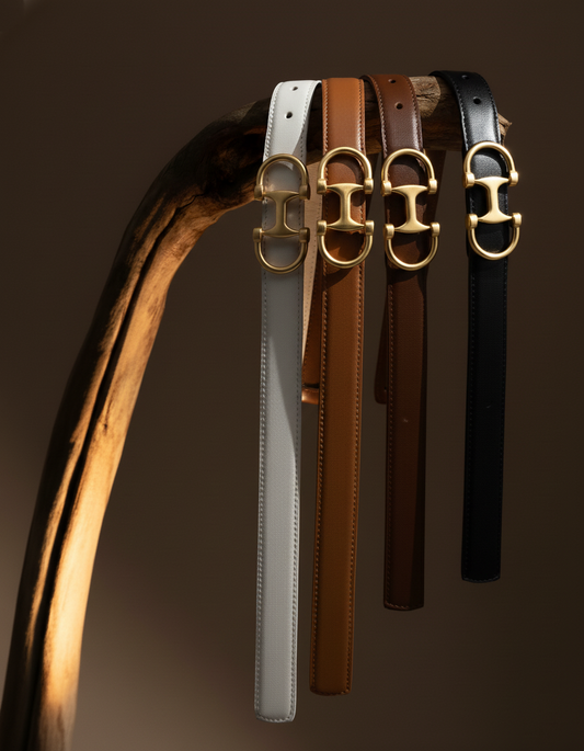 Stitched Leather Belt with Horsebit Buckle|Equestrian Style