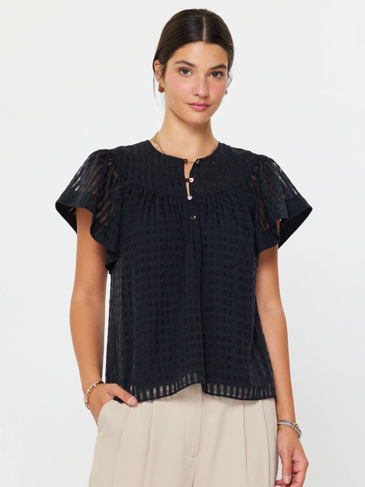 Gingham Check Short Sleeve Blouse