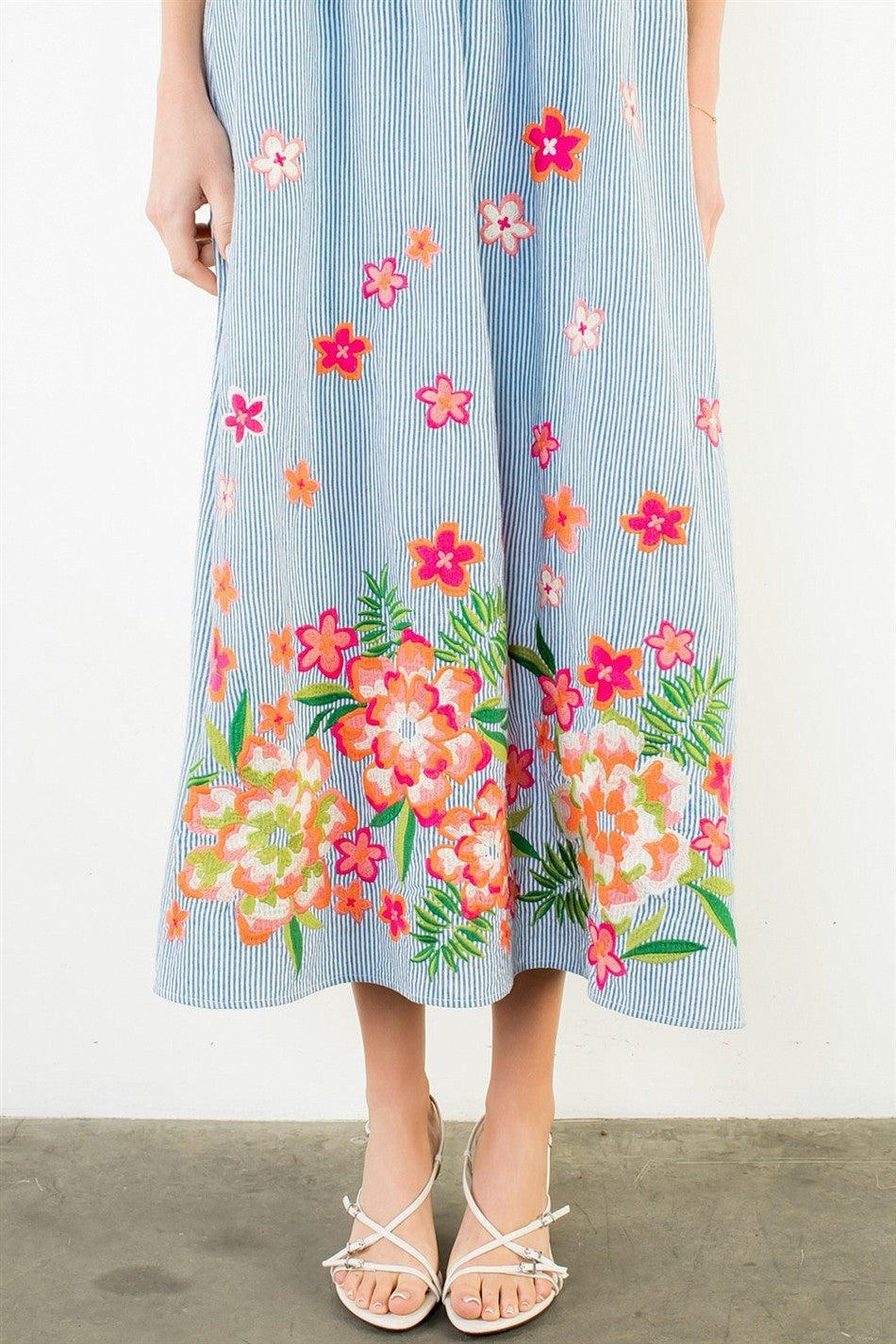 Embroidered Tie Dress