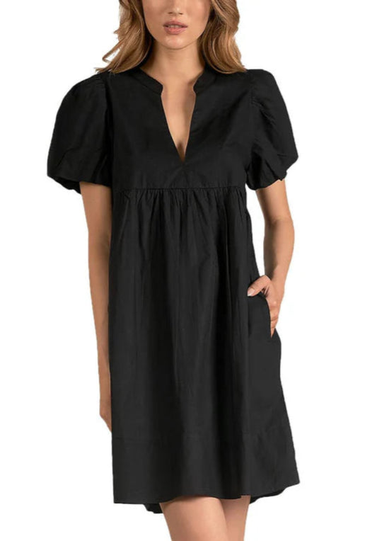 Elan Black V-neck Dress