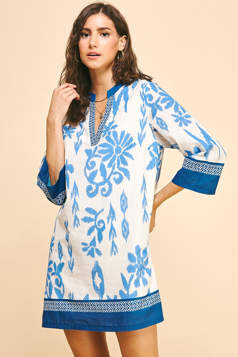 Contrast Floral Print Dress