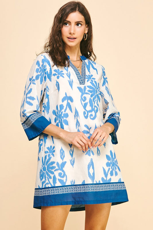 Contrast Floral Print Dress