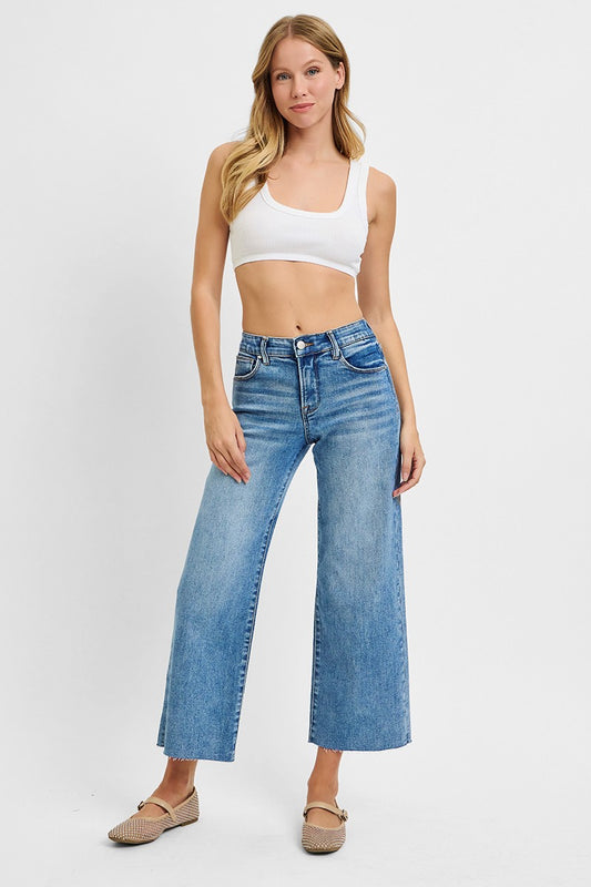 Mid Rise Crop Wide Leg