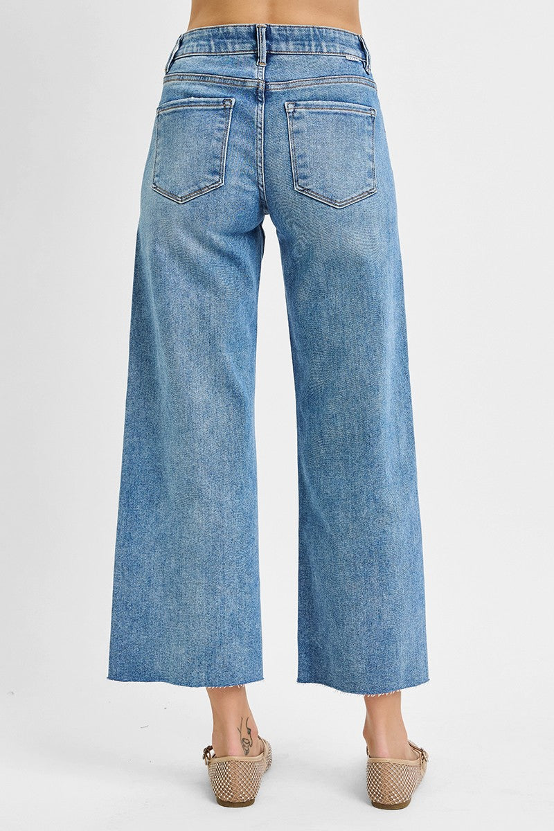Mid Rise Crop Wide Leg