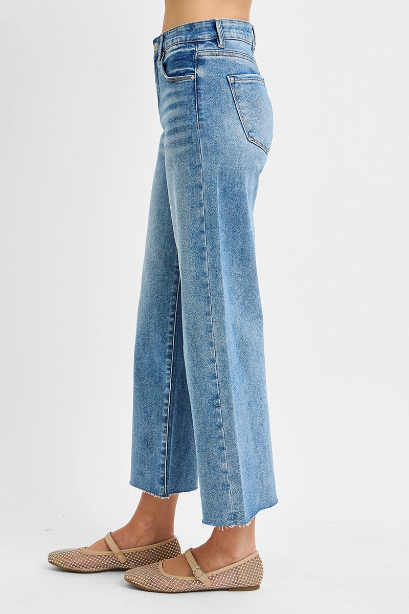 Mid Rise Crop Wide Leg