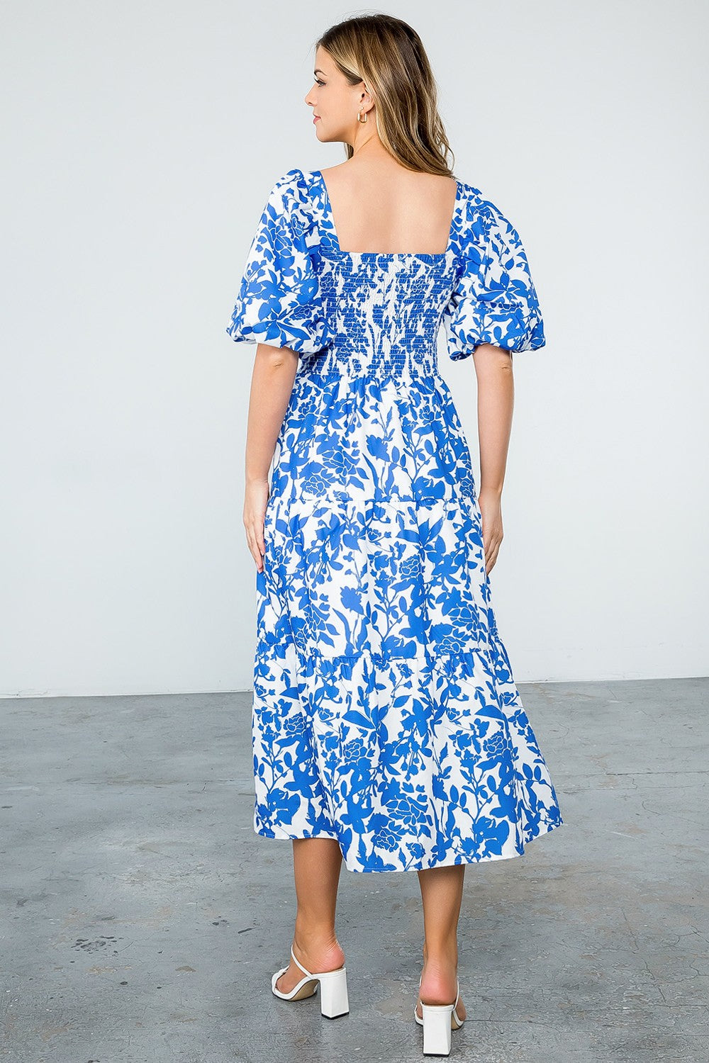 Puff Sleeve Flower Midi