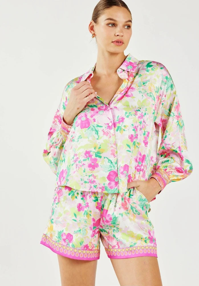 Current Air Pink Multi Floral Blouse