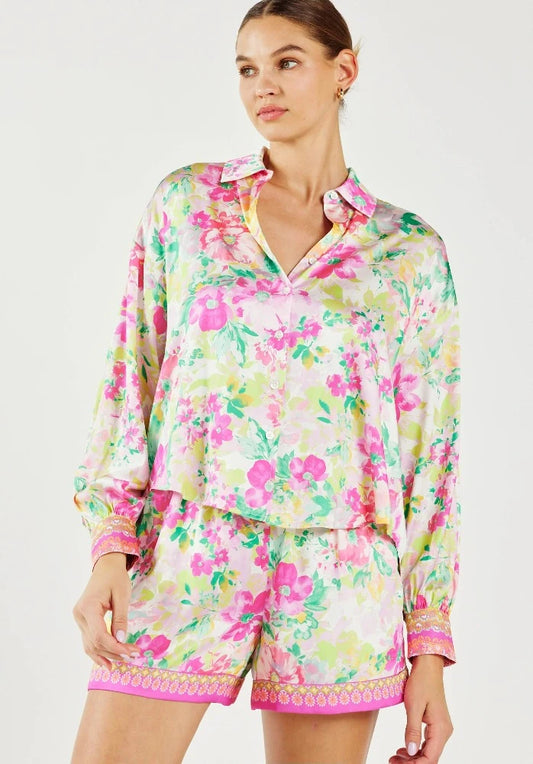 Current Air Pink Multi Floral Blouse