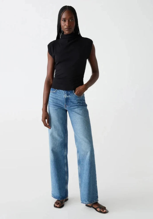 Michael Stars Amara Ribbed Power Shoulder Tee