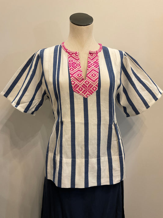 Hot Pink Split Neck