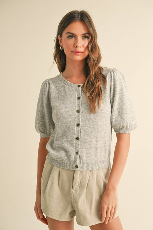 Puff Short Sleeve Cardigan