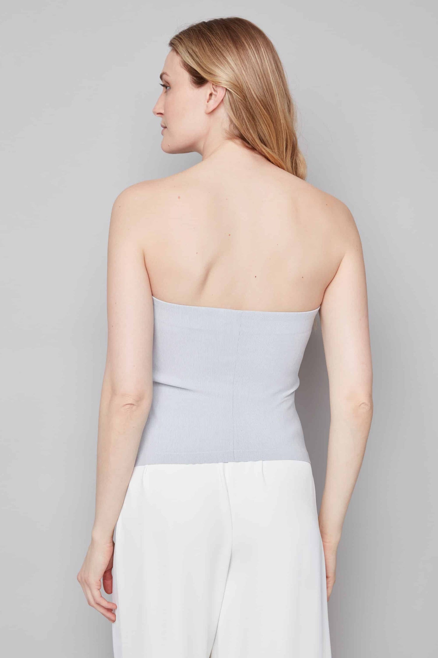 Bryana Beige Striped Techno Tube Top