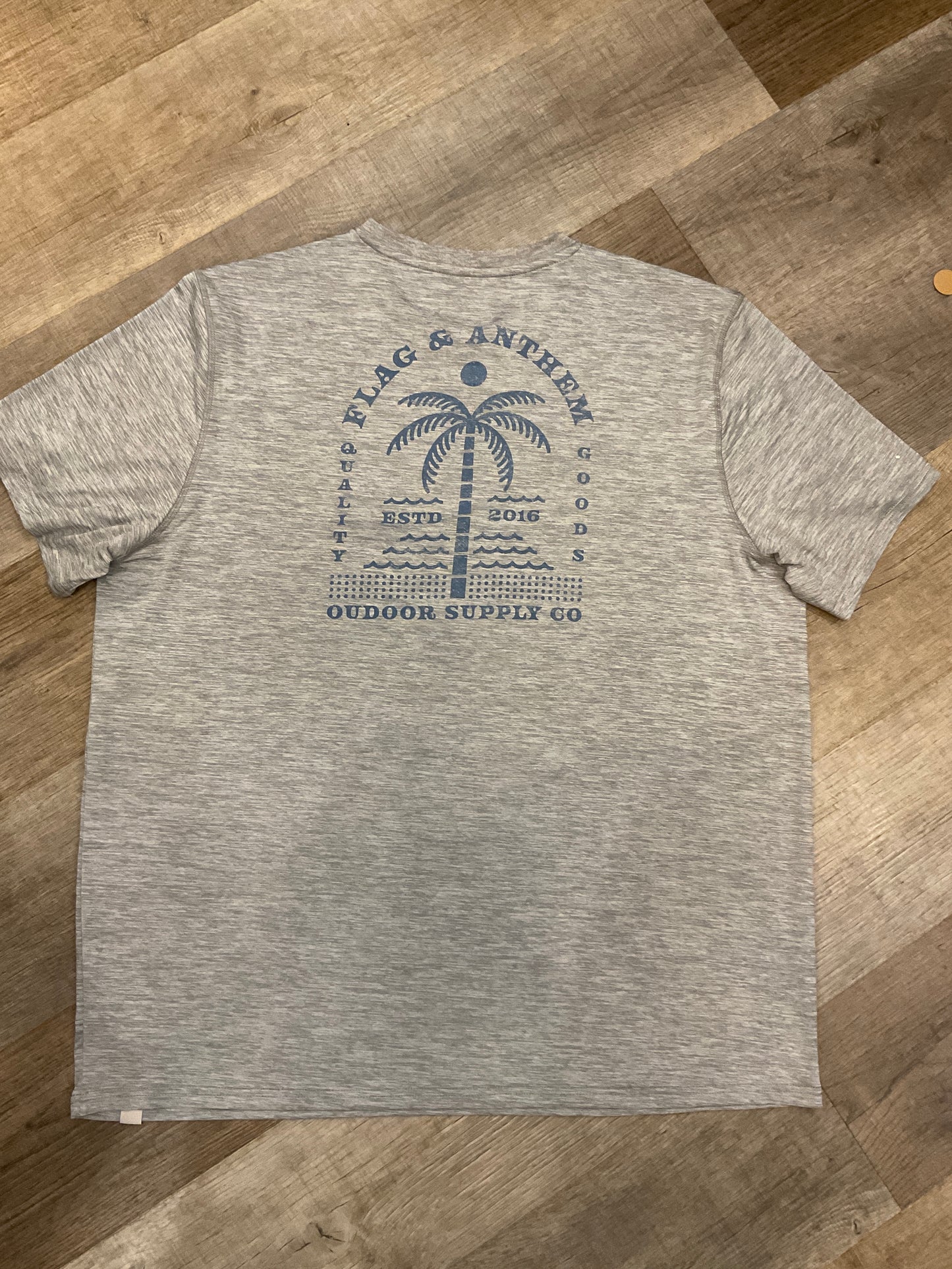 Flag And Anthem Light Grey Palm Performance Tshirt