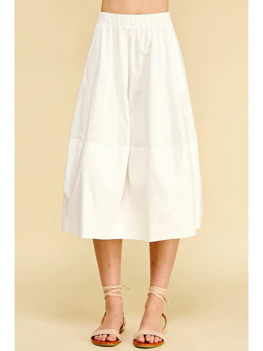 White Poplin Midi Skirt