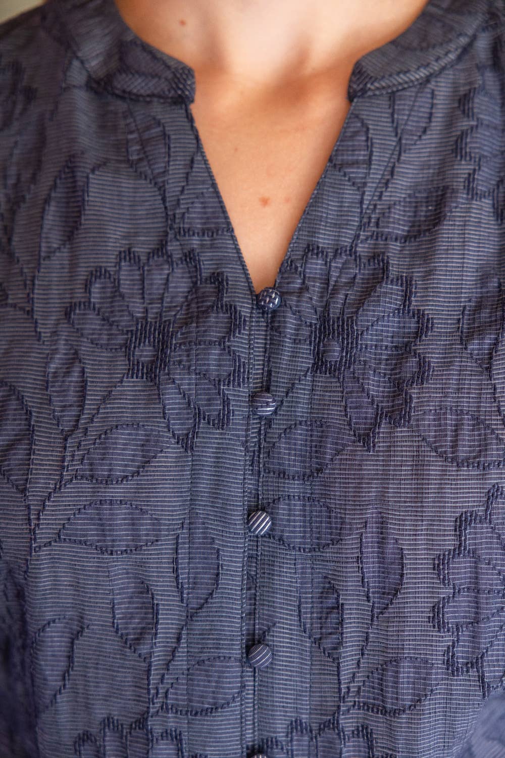 Cover Button Down Floral Textured Top