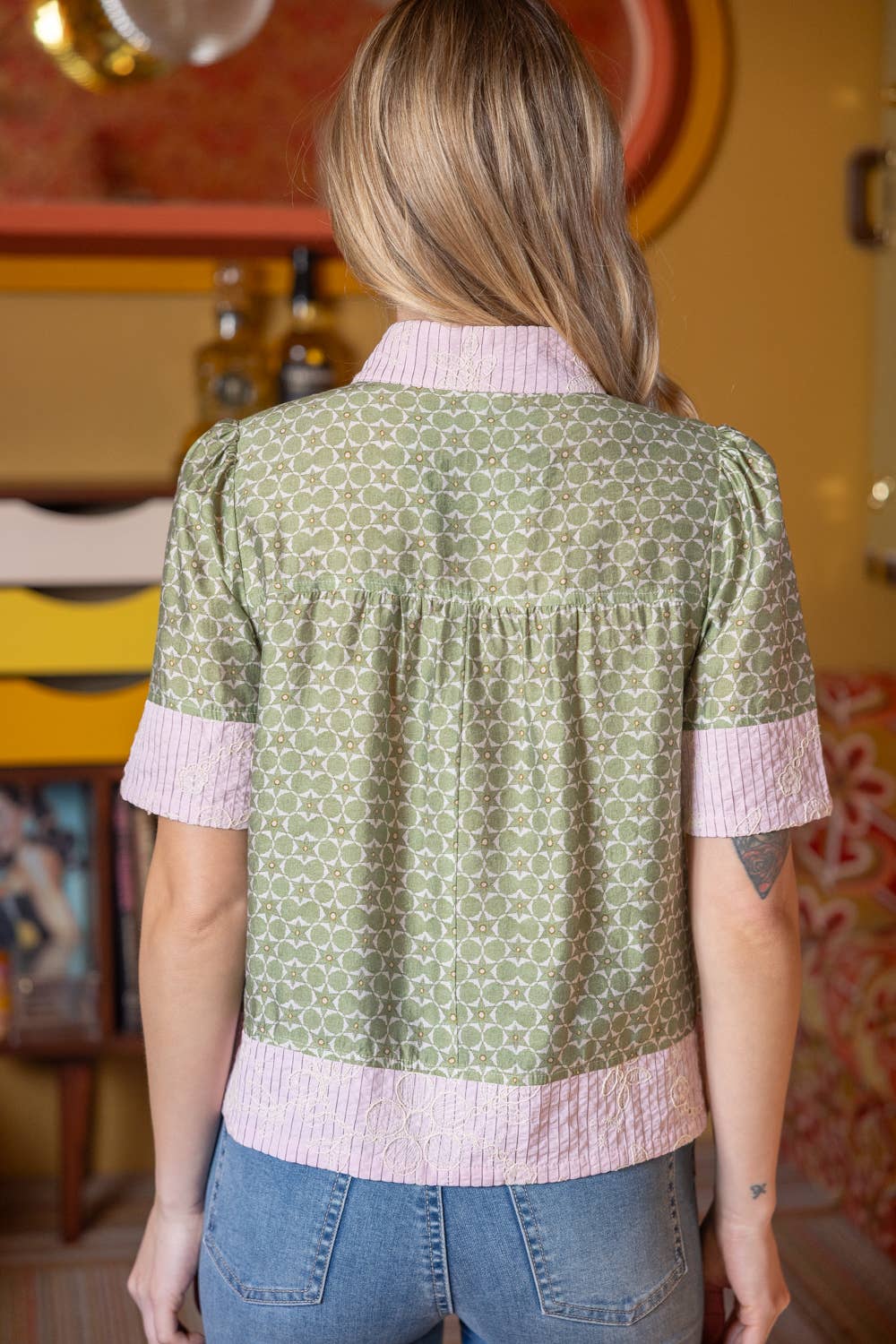Mixed Print Button Down