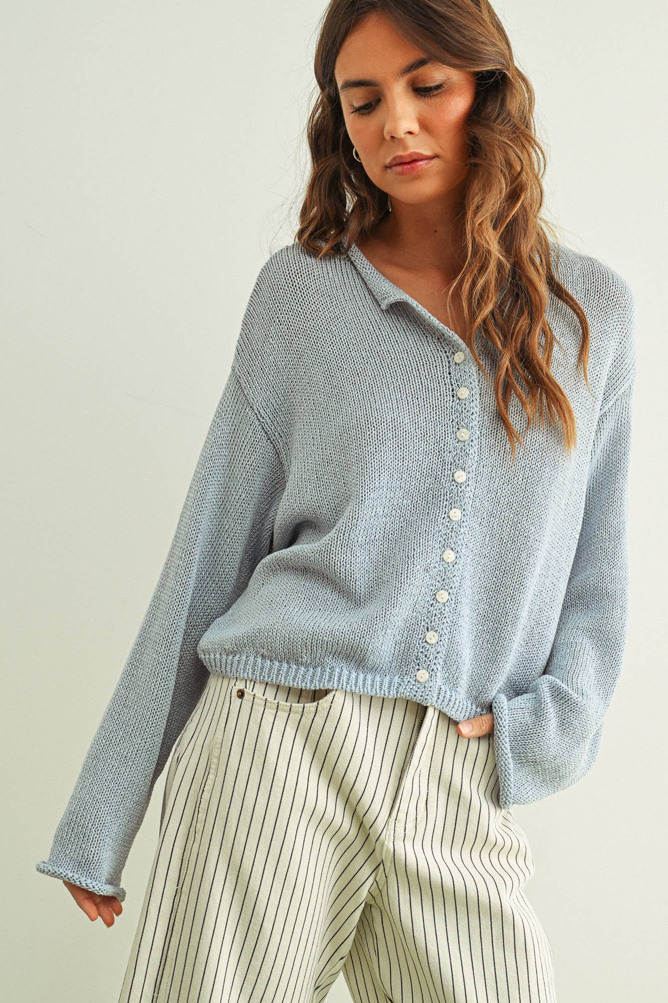 Matcha Button Front Cardi
