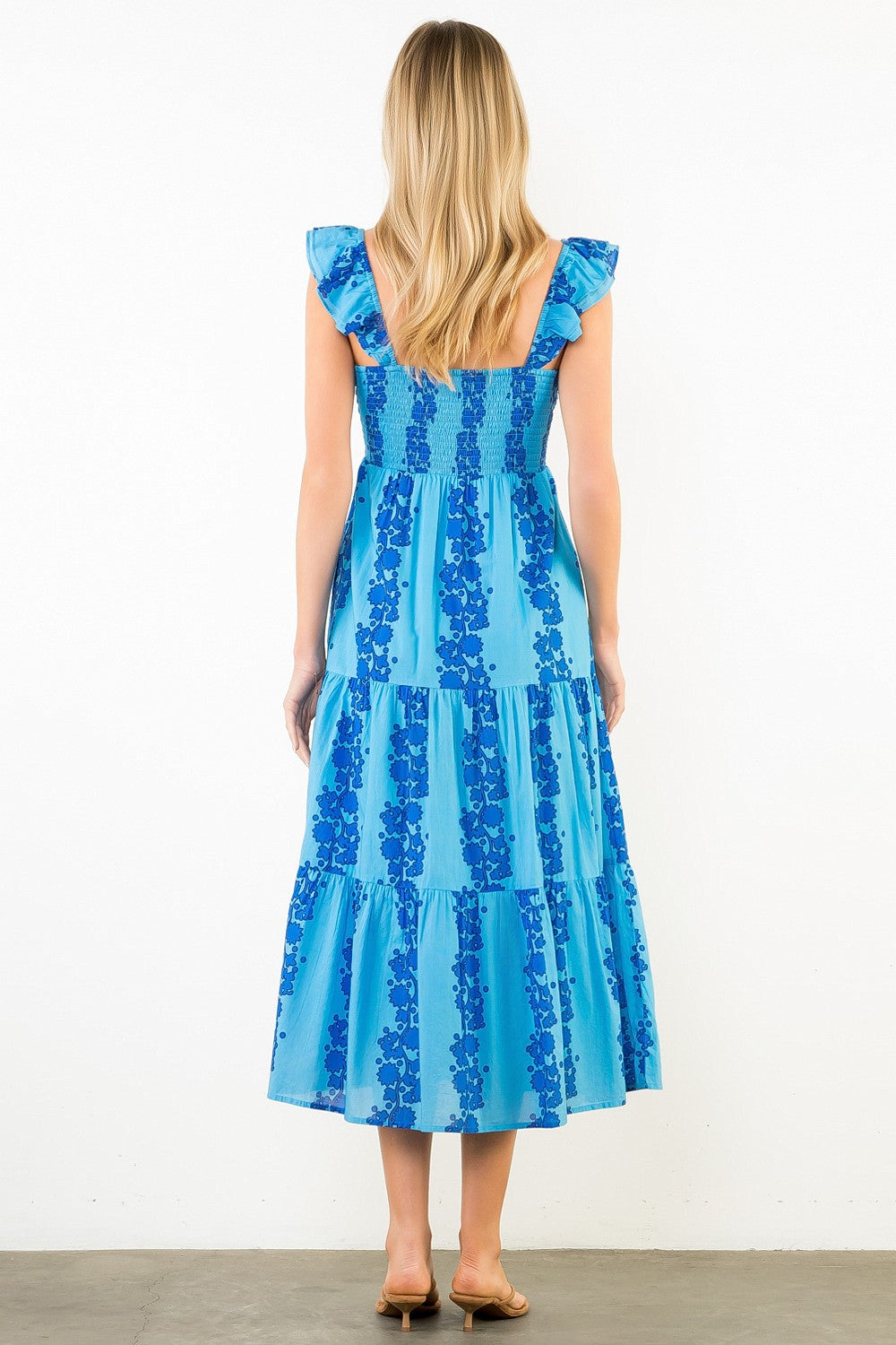 Blue Flutter Strap Midi