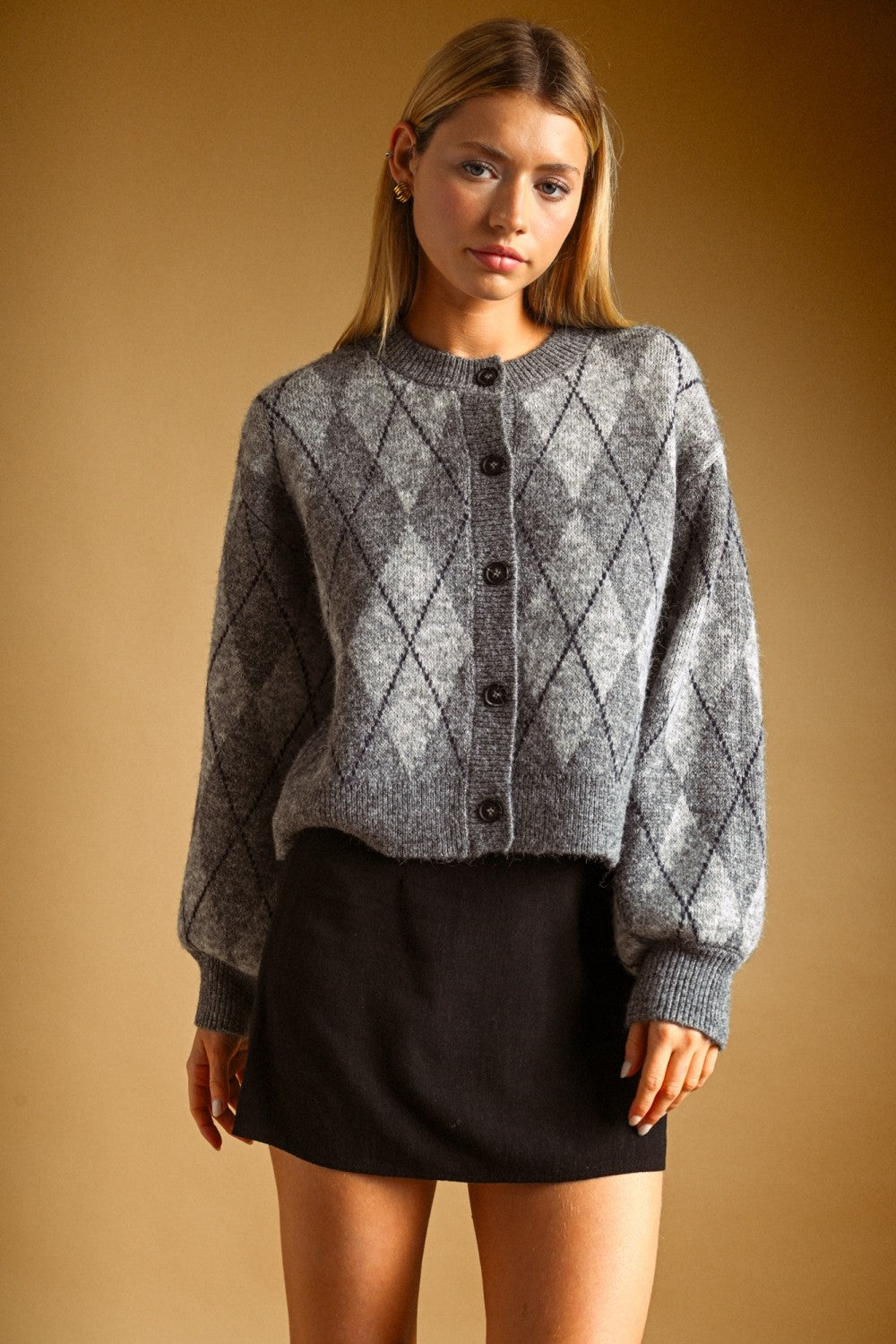 Argyle Button Cardi