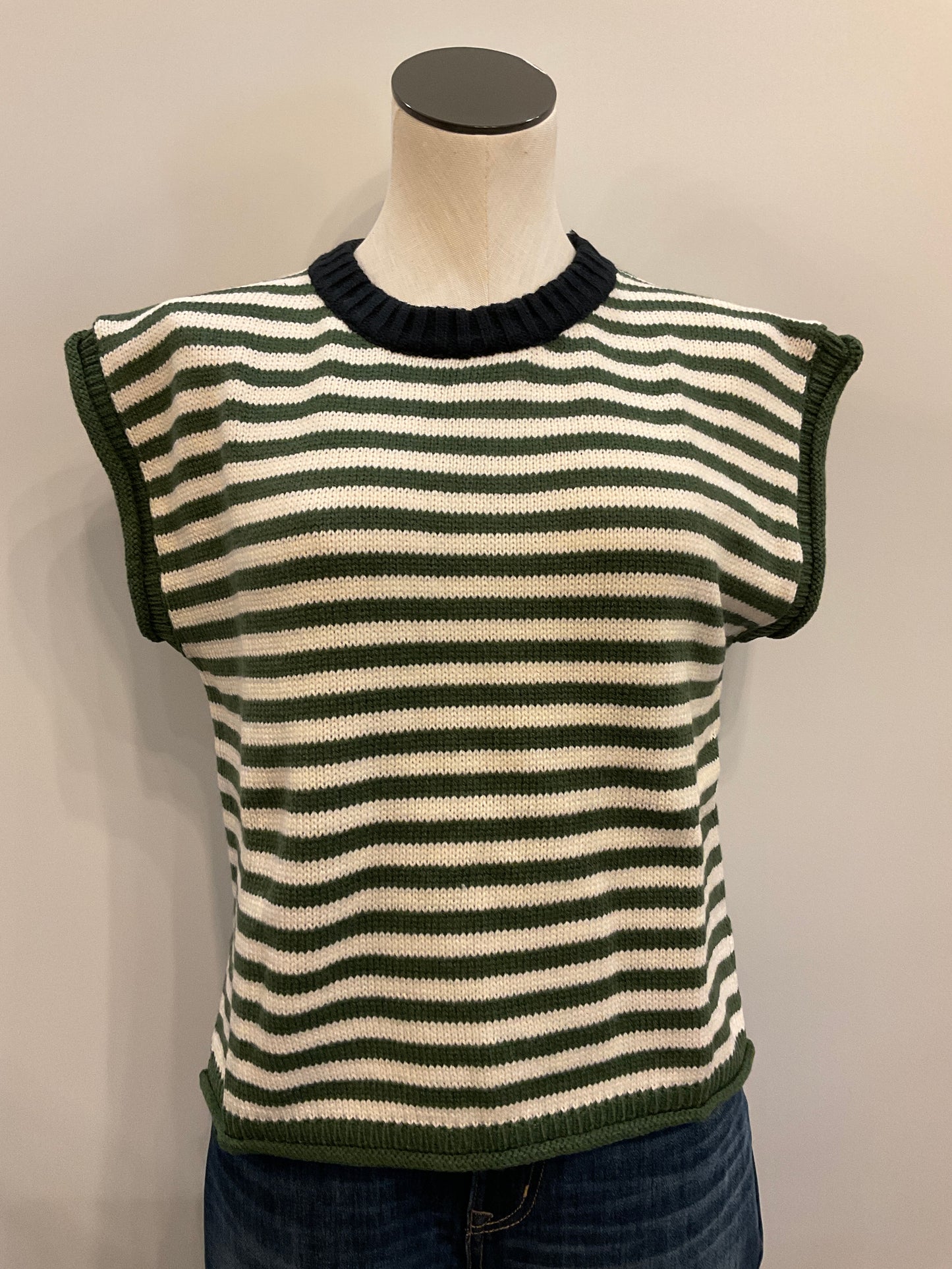 Olive Stripes Sweater Vest