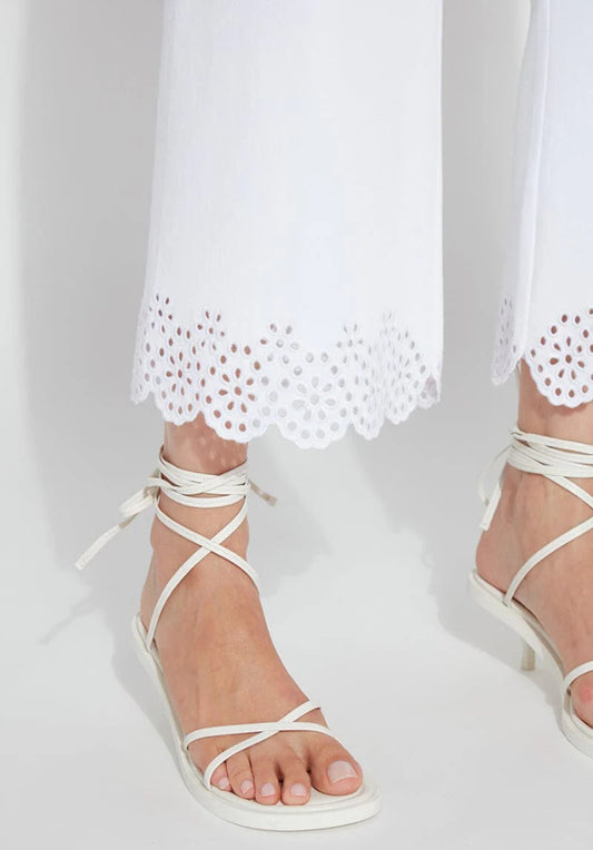 Eyelet Embroidered Wide Leg Crop