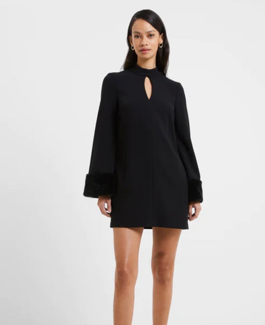 French Connection Whisper Ruth Faux Fur Trim Mini Dress