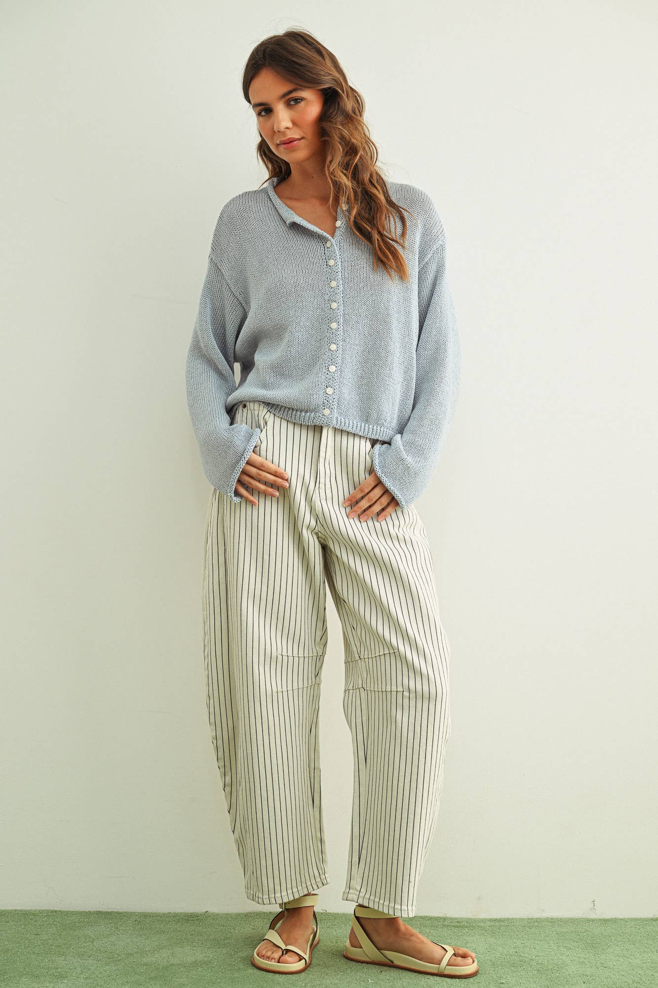 Matcha Button Front Cardi