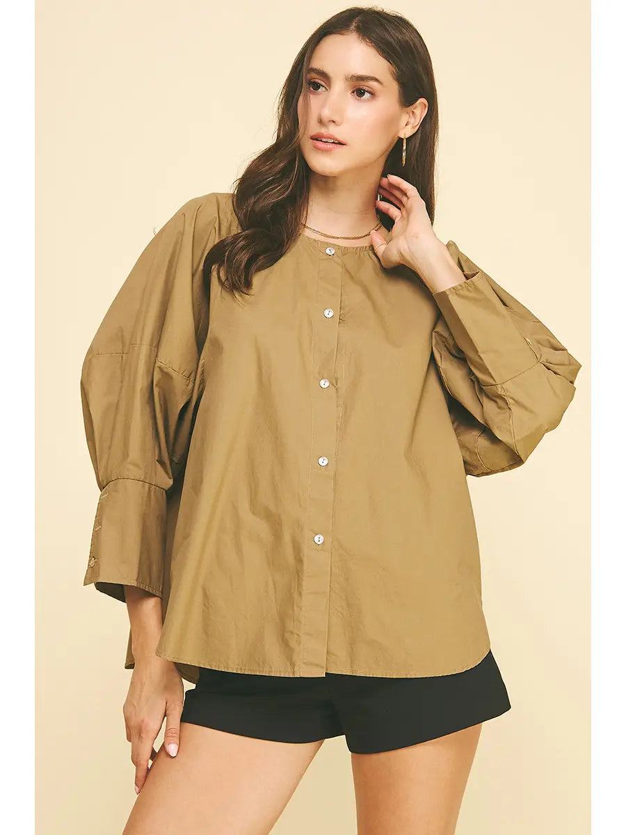 Chloe Khaki Button Down
