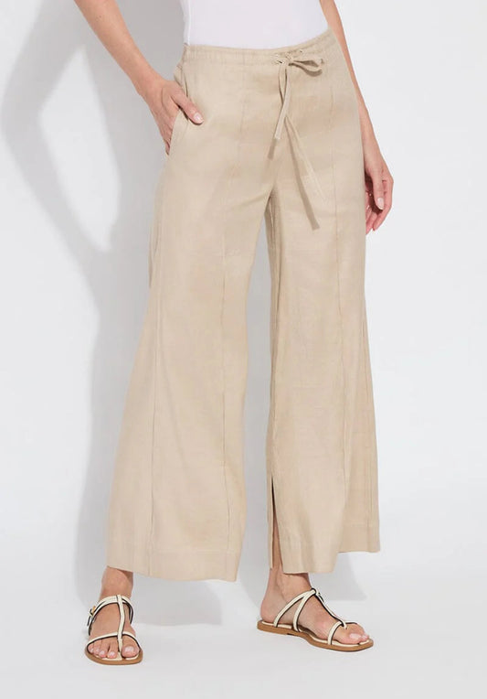 Nixie Drawstring Linen Wide Leg