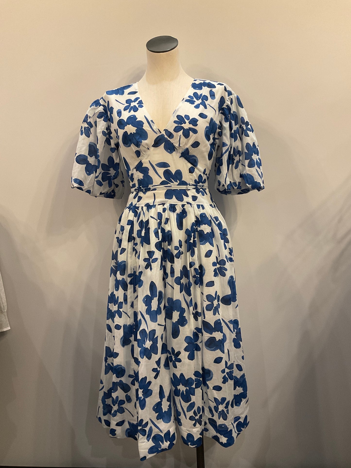 Floral Balloon Sleeve Midi