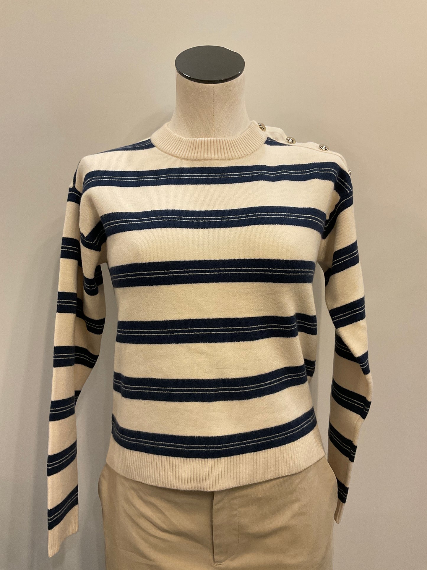 VM Striped Crew Pullover