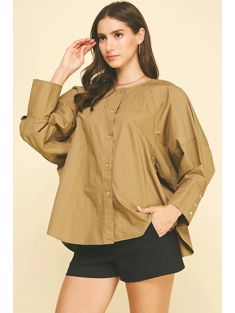 Chloe Khaki Button Down