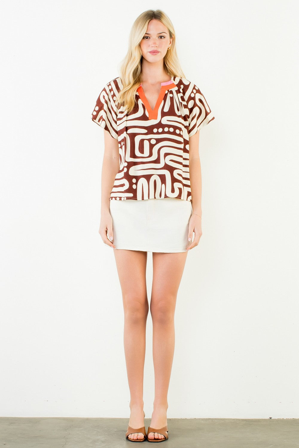 Short Sleeve Pattern Top