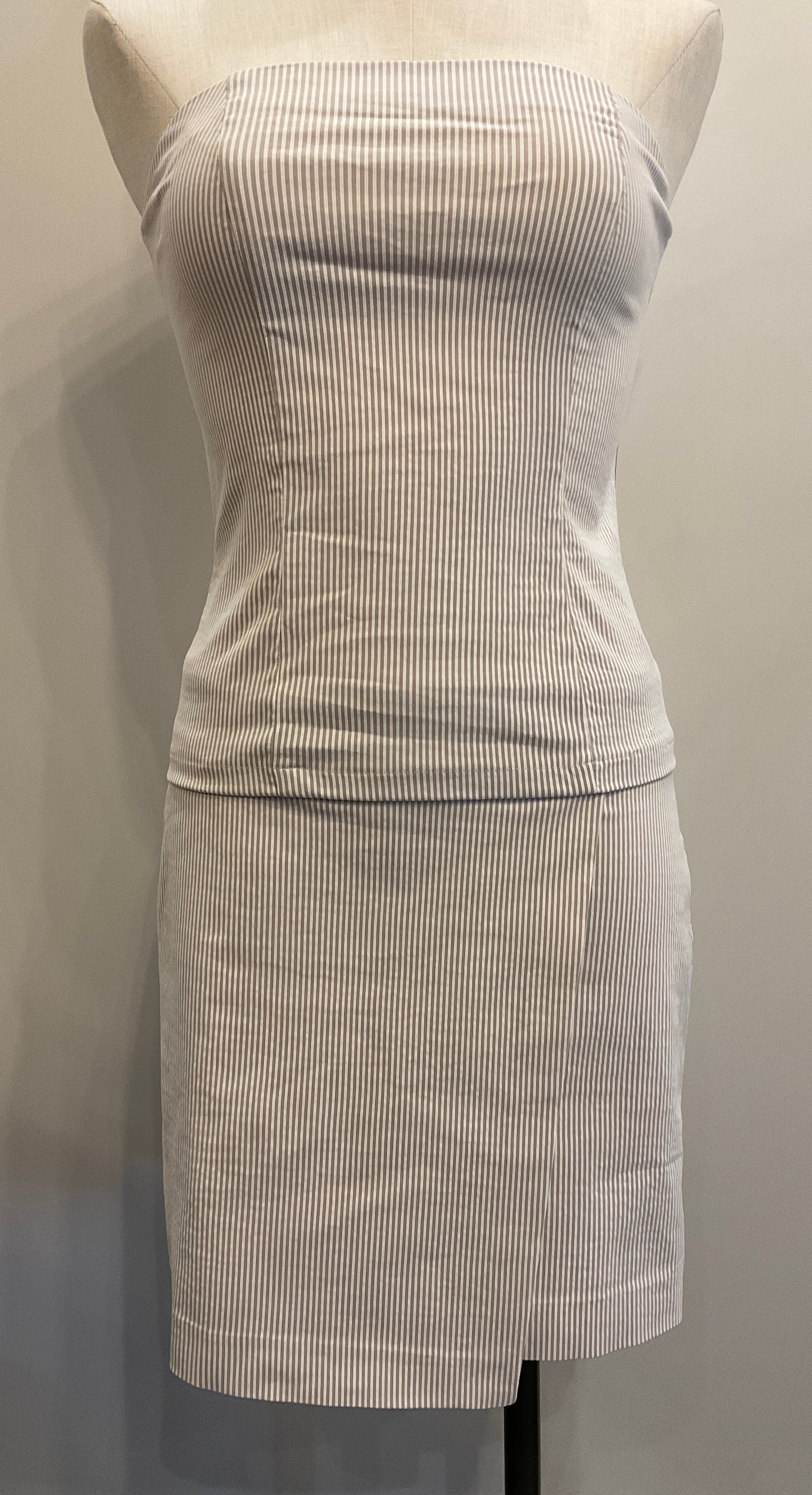 Bryana Beige Striped Techno Tube Top