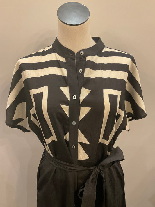 Print Dress with Tie