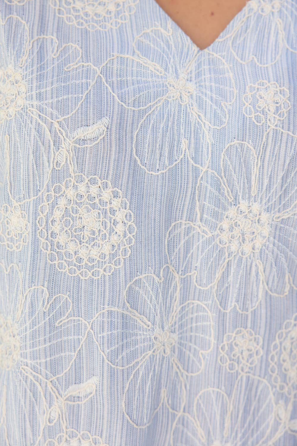 Floral Embroidered Flared Hem