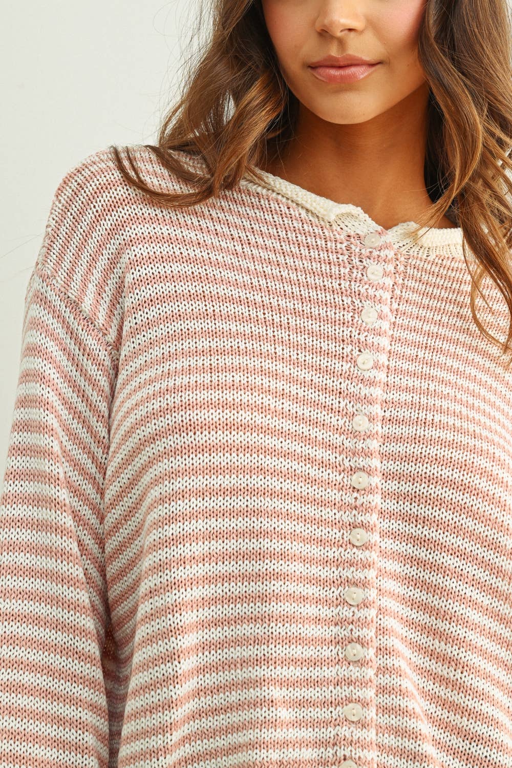 STRIPE BUTTON KNIT CARDI