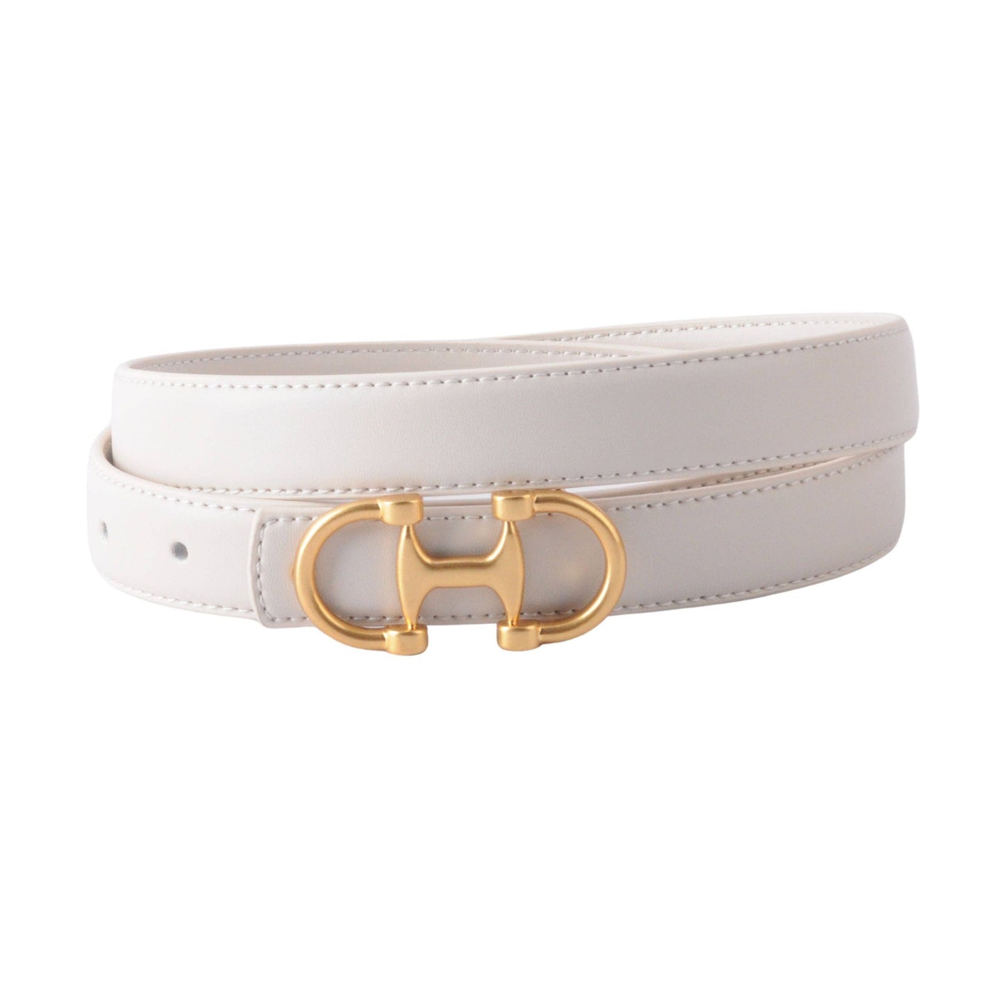 Stitched Leather Belt with Horsebit Buckle｜Equestrian Style