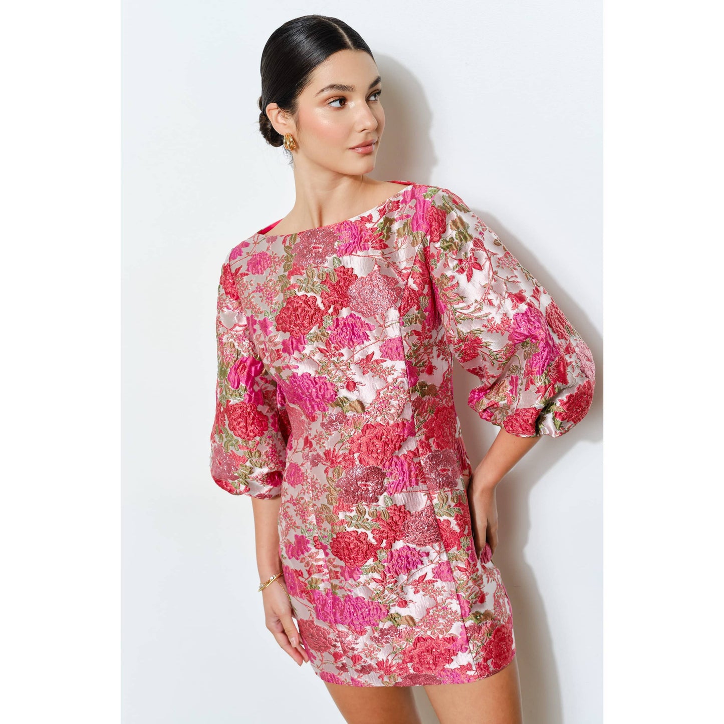 Luxe Floral Jacquard Dress