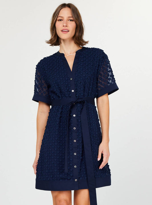 3D Floral Button Down Mini Dress