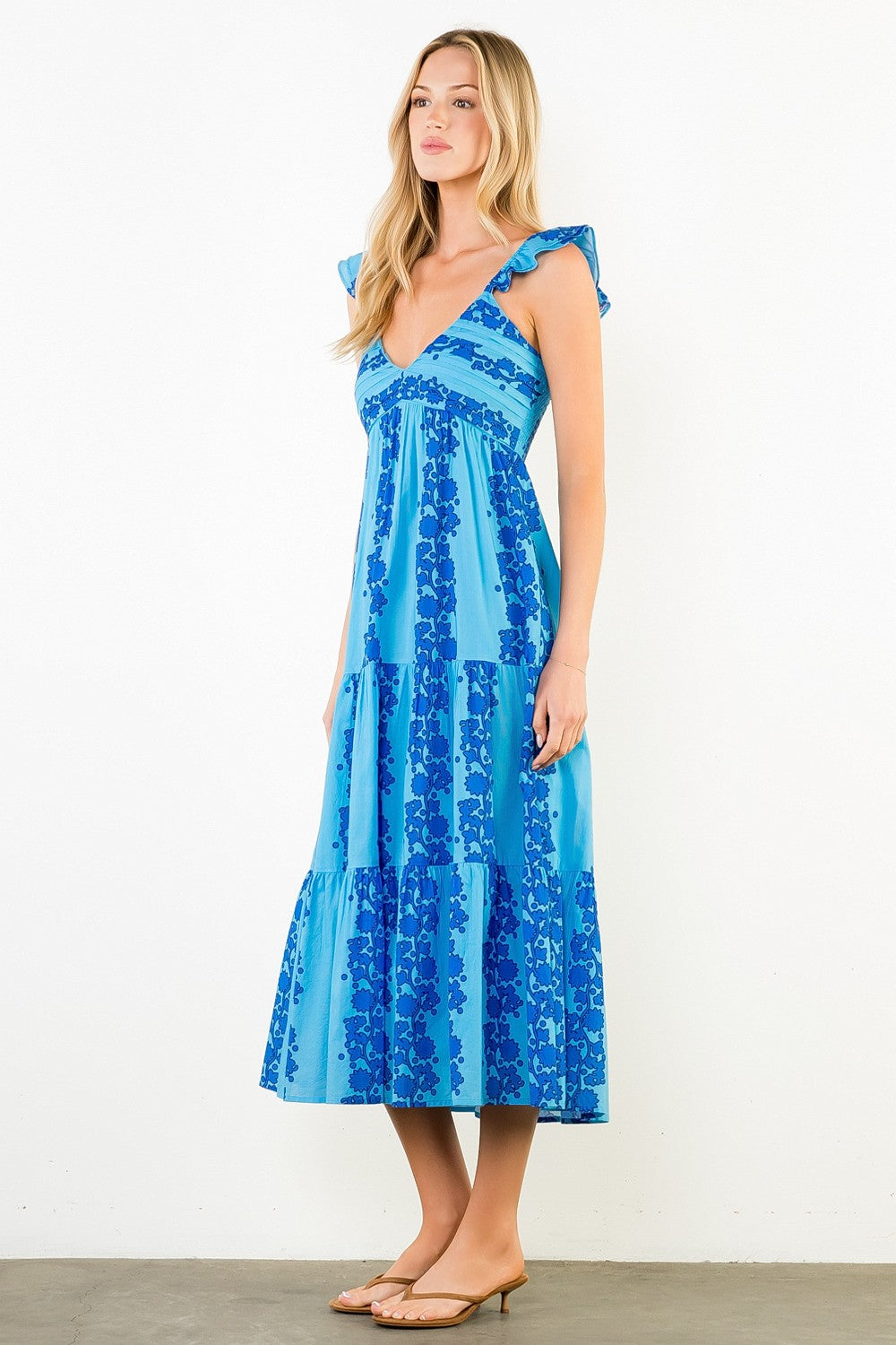 Blue Flutter Strap Midi