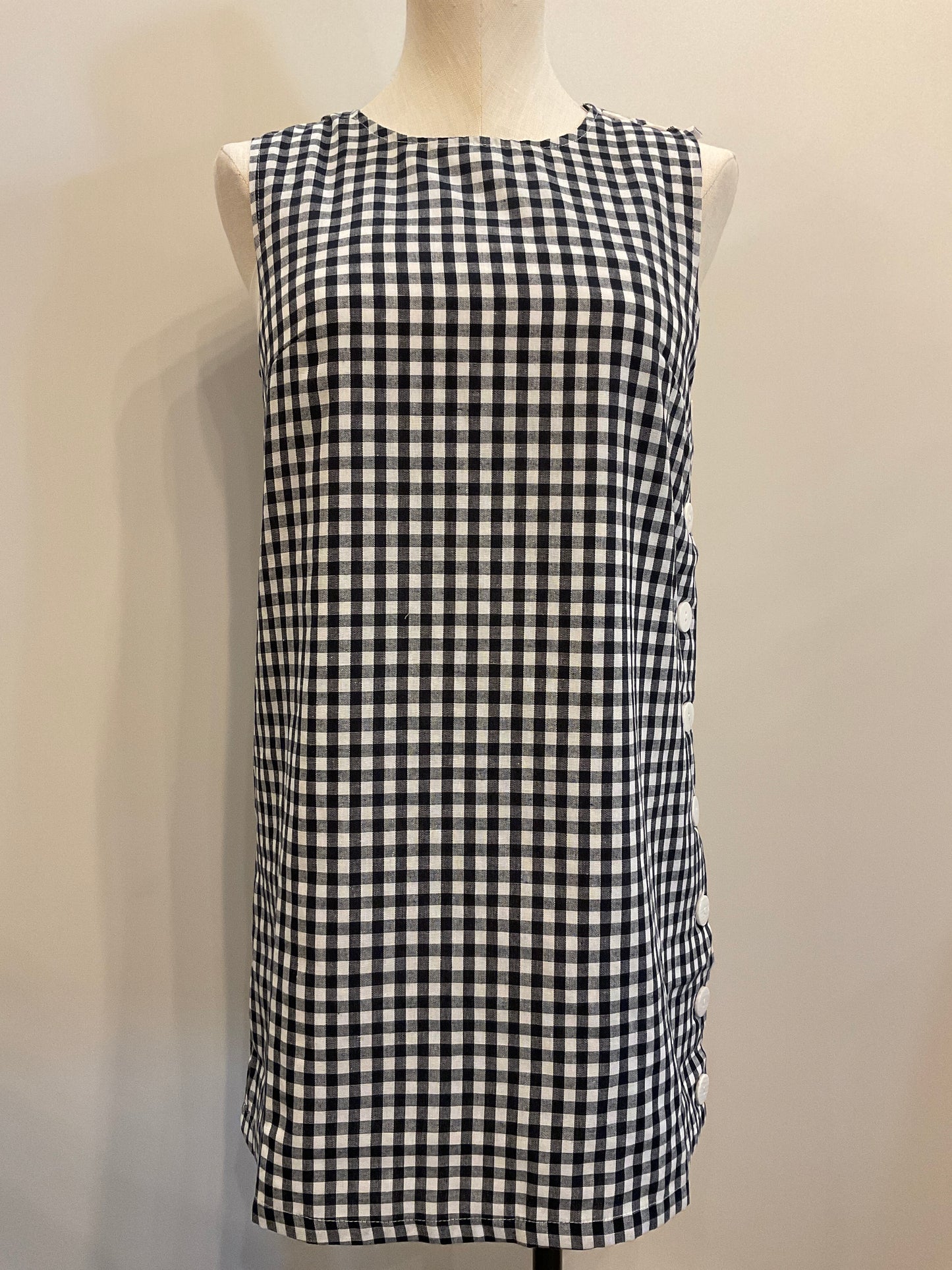 Side Button Gingham Mini