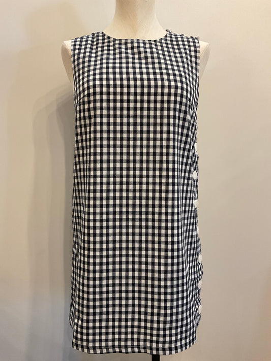 Side Button Gingham Mini