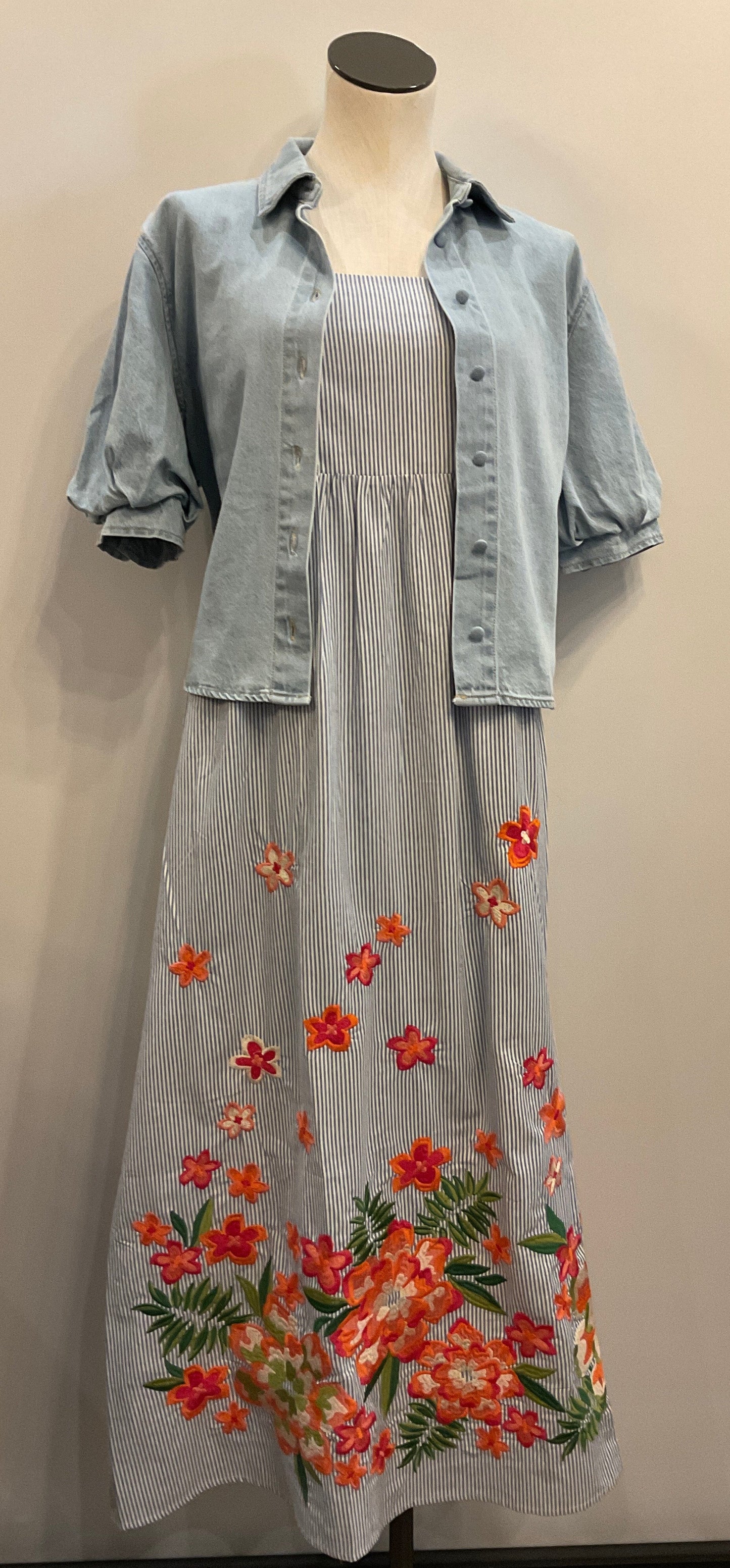 Denim Puff Top