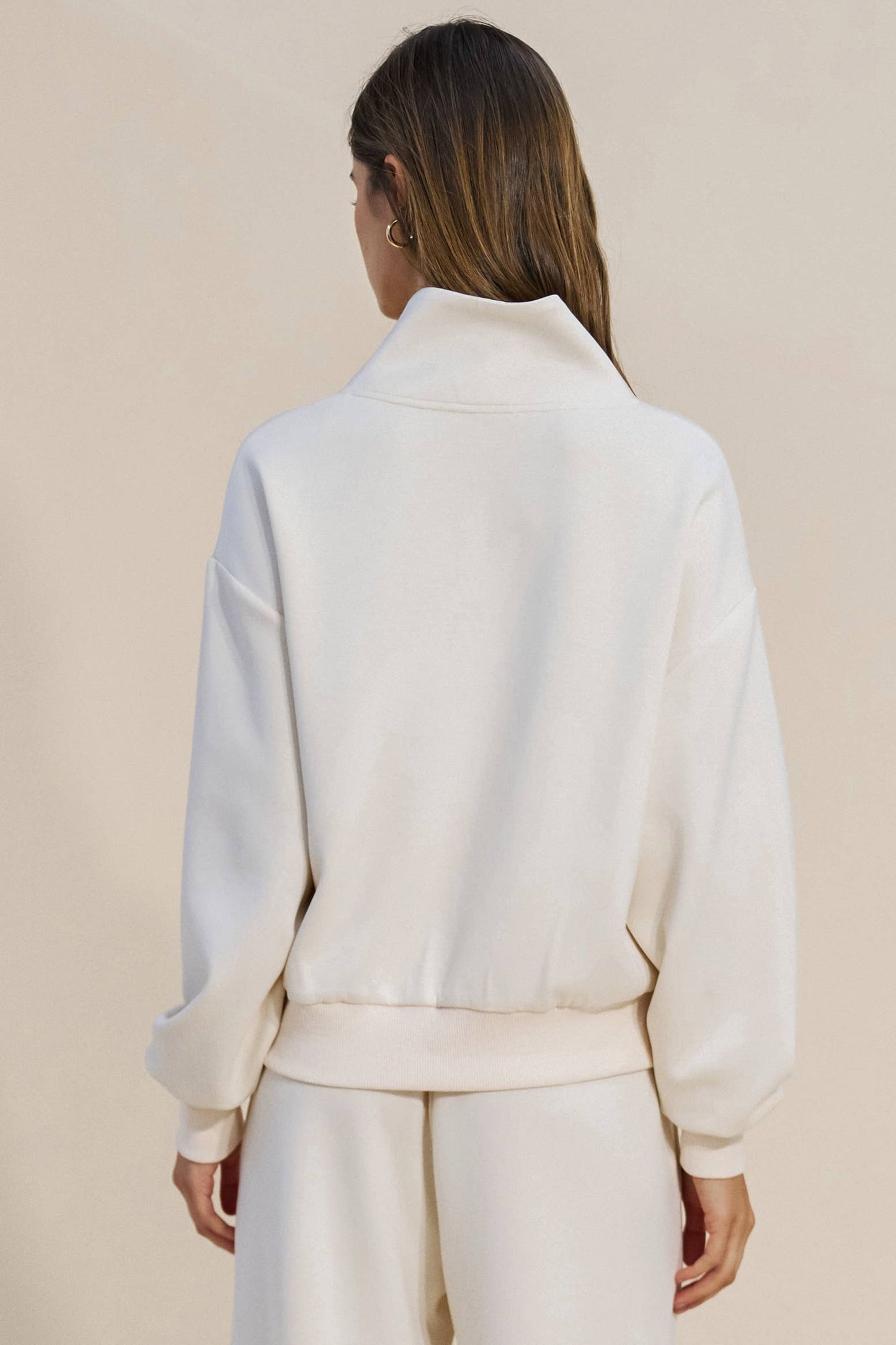 Oversized Sweatshirt with Quarter-Zip Detail