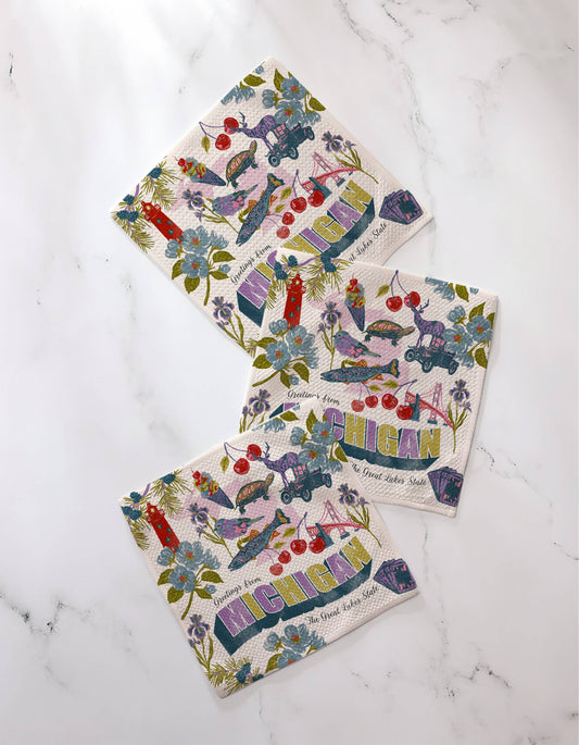 Greetings From Michigan Dishcloth Set