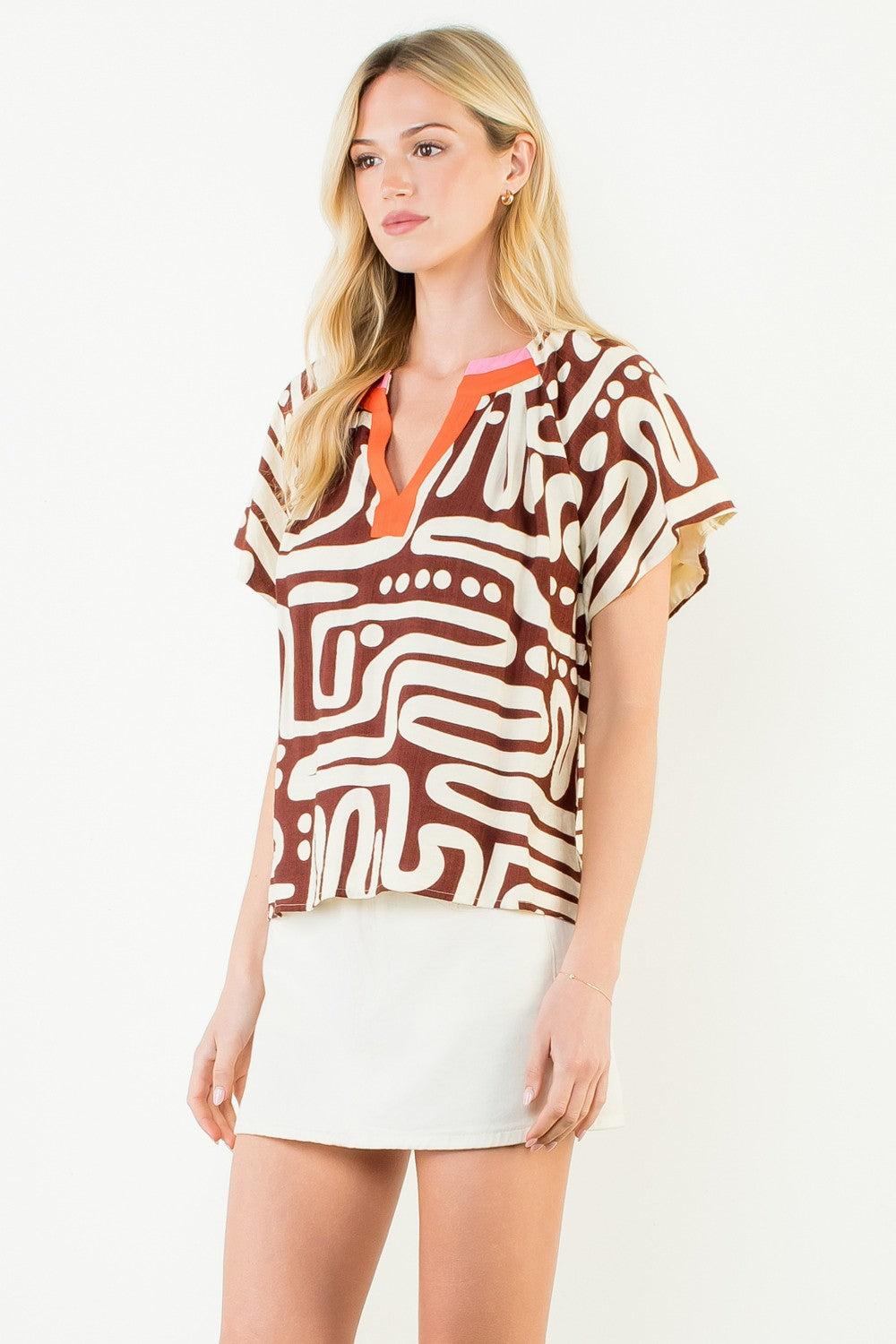 Short Sleeve Pattern Top