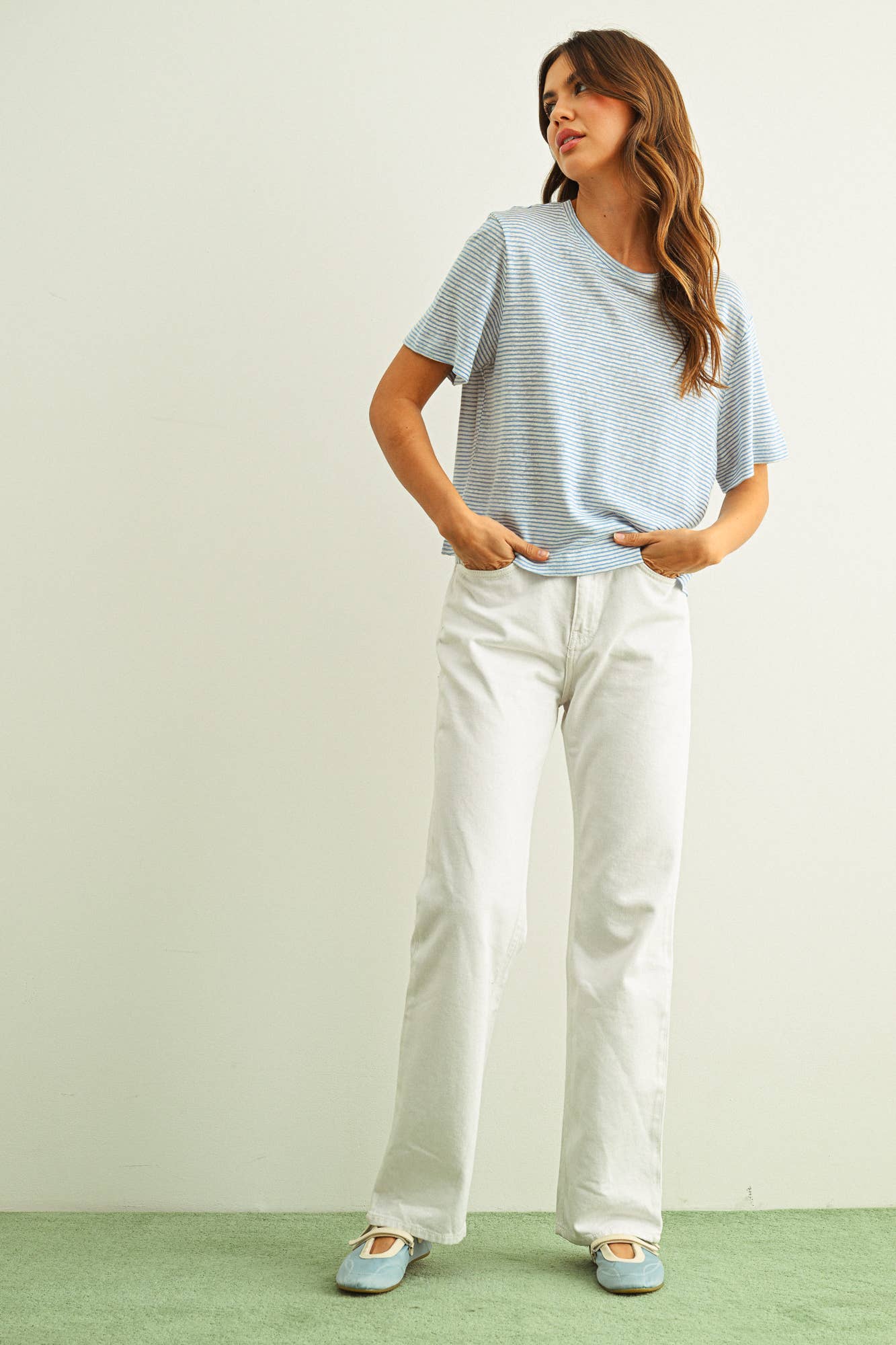 STRIPE SLUB S/S TOP