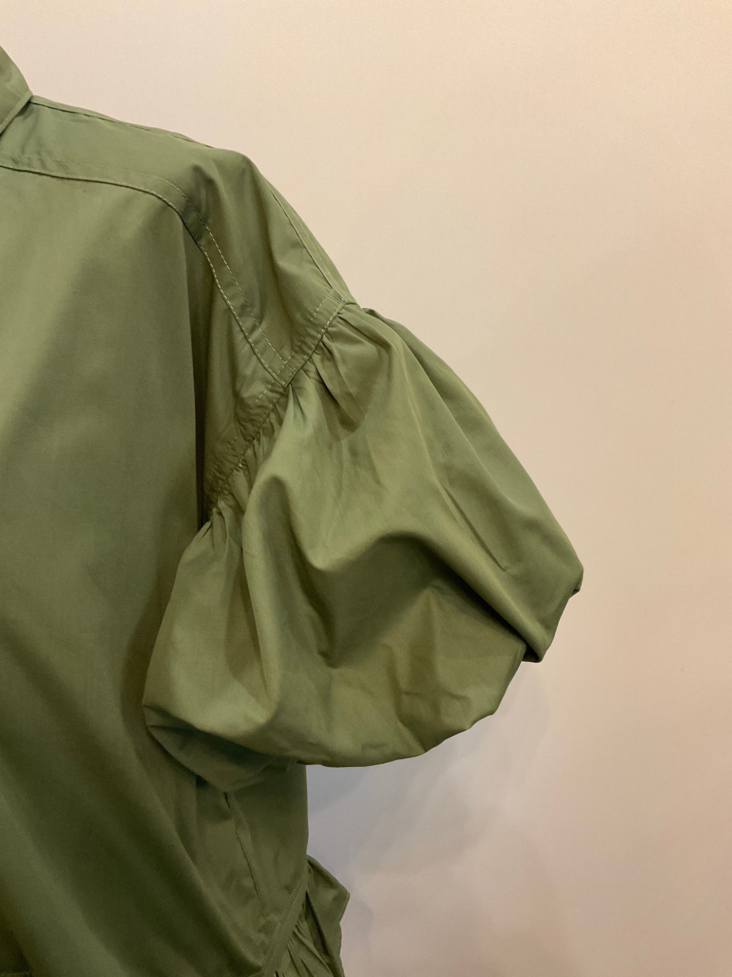 Olive Balloon Sleeve Top