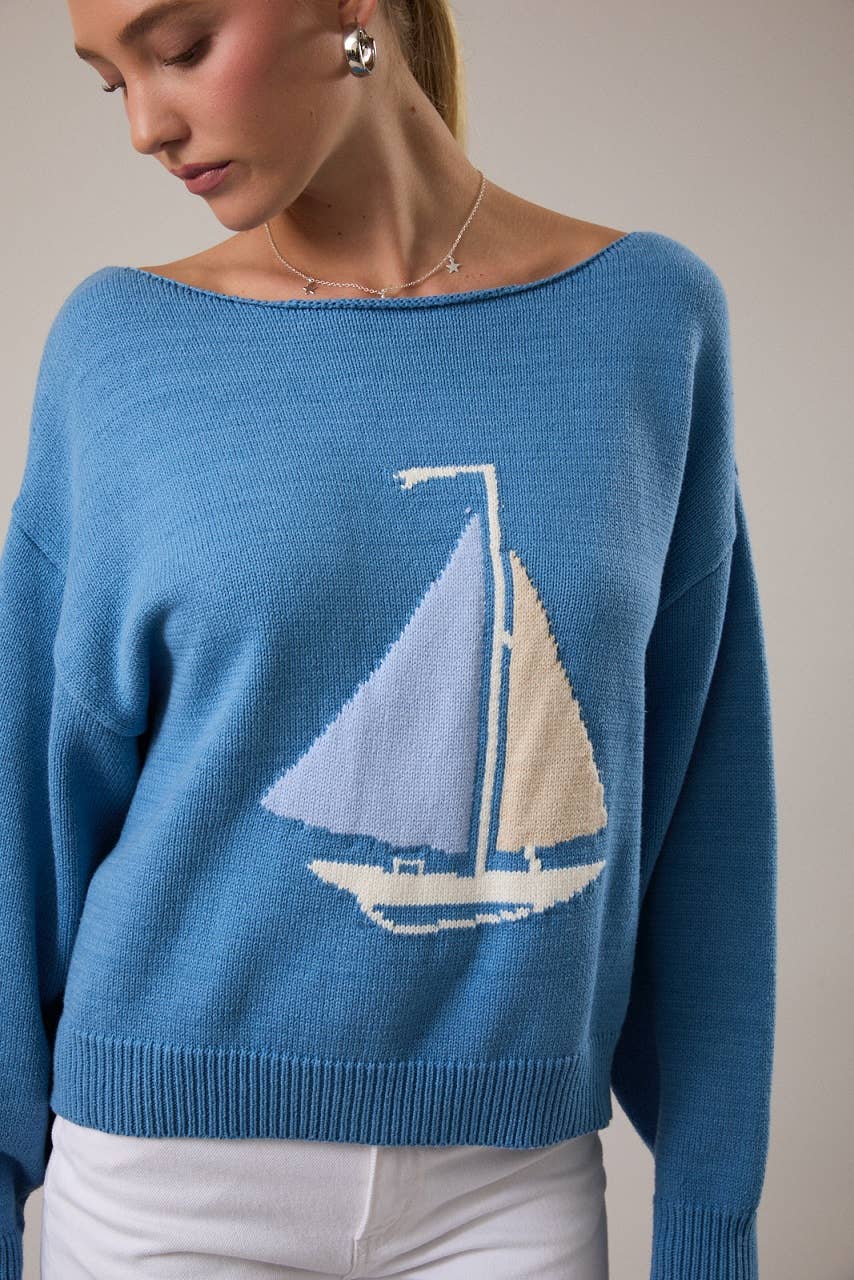 BOAT NECK SWEATER TOP